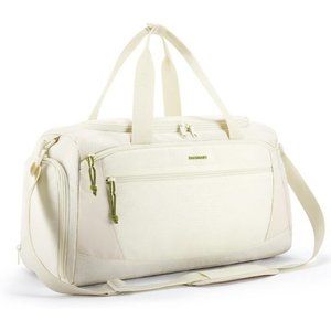 Women Beige Sports Travel‎ Duffle Bag With Shoe Compartment